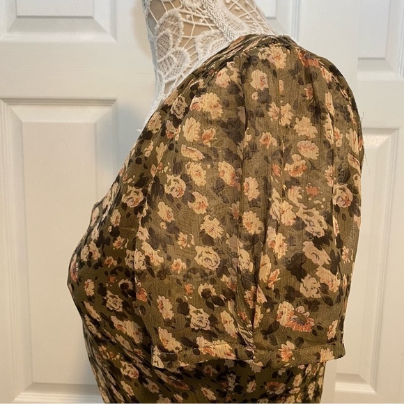 Esprit Urban Casual Floral Flare Midi Dress V-neck Boho Sheer Sleeves Lined 6 - Picture 6 of 16